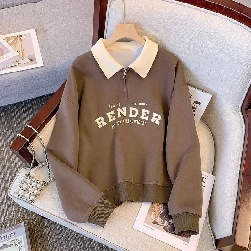 Women's Polo Collar Sweatshirt