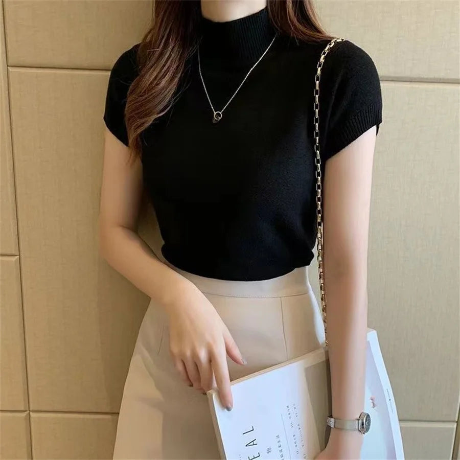 Fashion Woman Blouses Short Sleeves