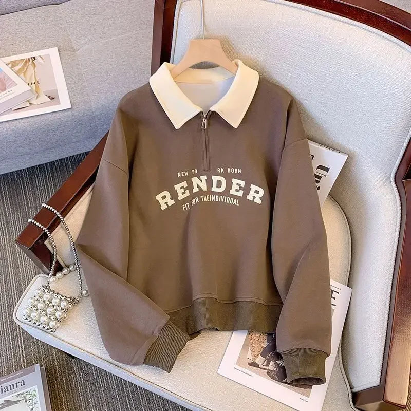 Women's Polo Collar Sweatshirt