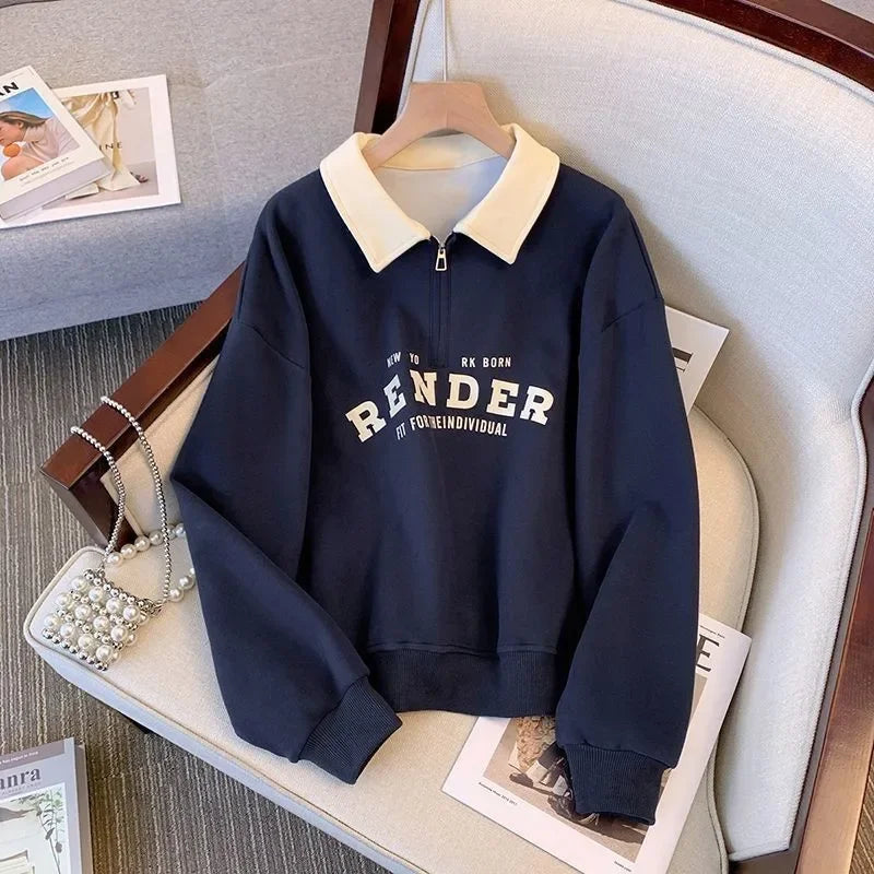 Women's Polo Collar Sweatshirt
