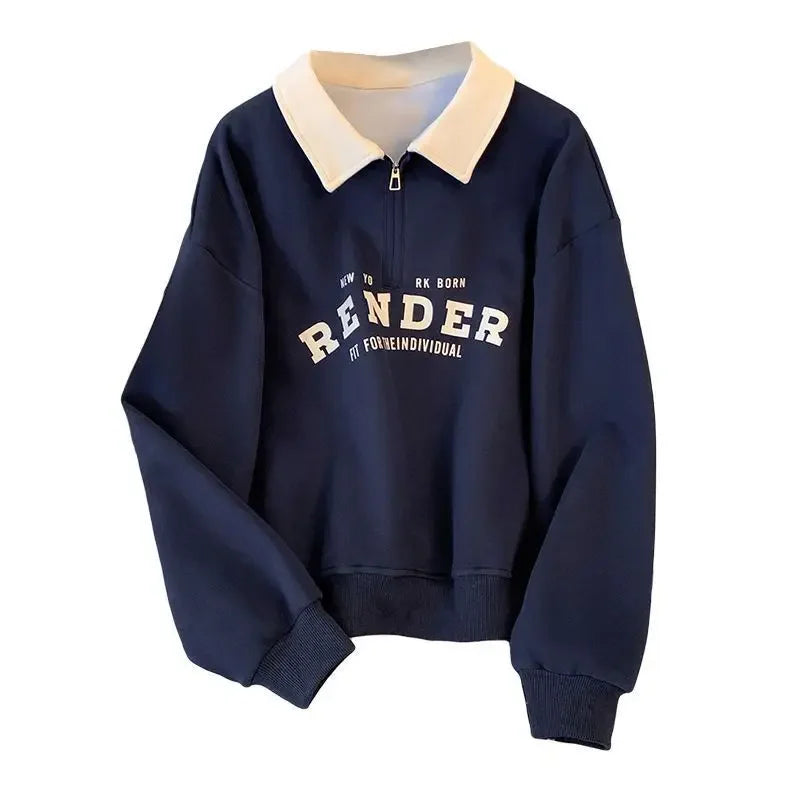 Women's Polo Collar Sweatshirt
