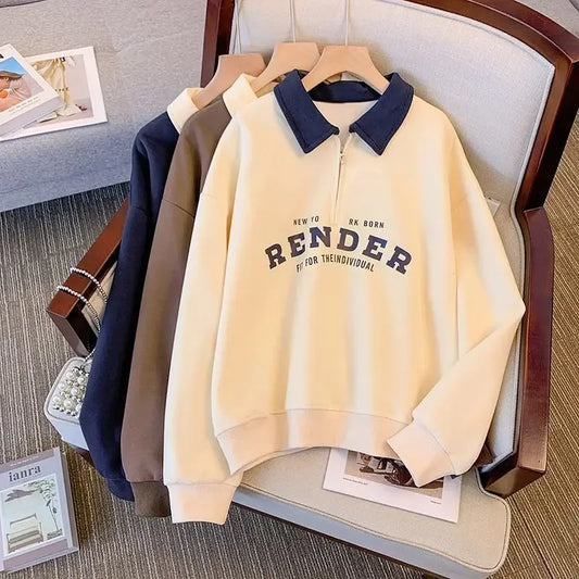 Women's Polo Collar Sweatshirt